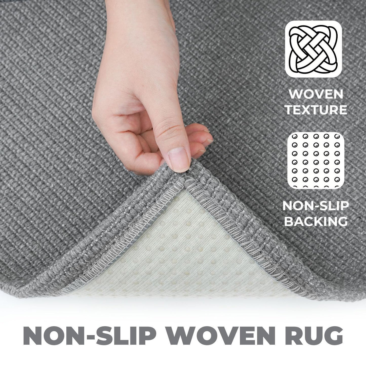 Lansny 2x3 Washable Area Rug Small Braided Cotton Entryway Rug with Non Slip Backing Kitchen Rugs Indoor Door Mat for Entrance Bathroom Foyer, Grey
