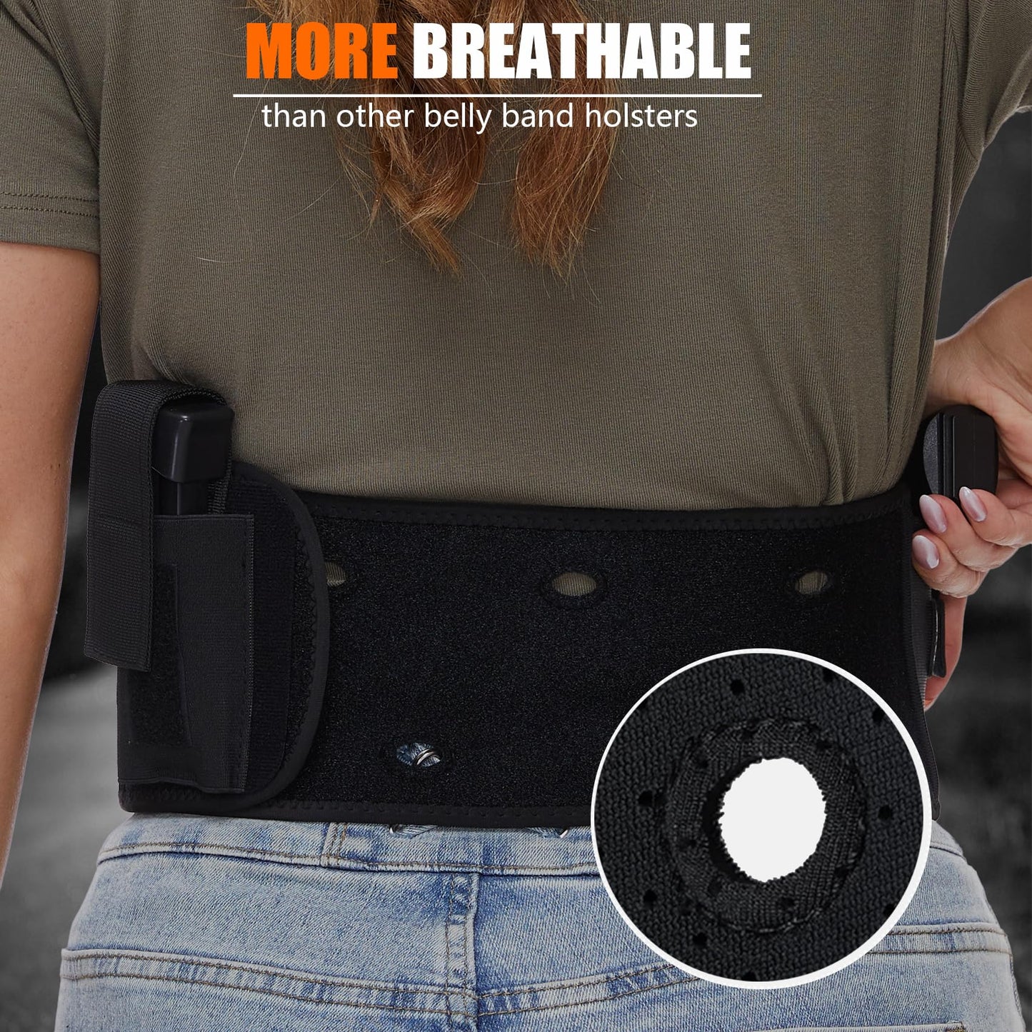 Mostcomtac Belly Band Holster for Men and Women - Comfortable and Breathable Gun Holster for Pistol Fits Glock 19 17 42 43 43x, Taurus, Ruger LCP, S&W M&P Shield and Most Guns and Revolvers