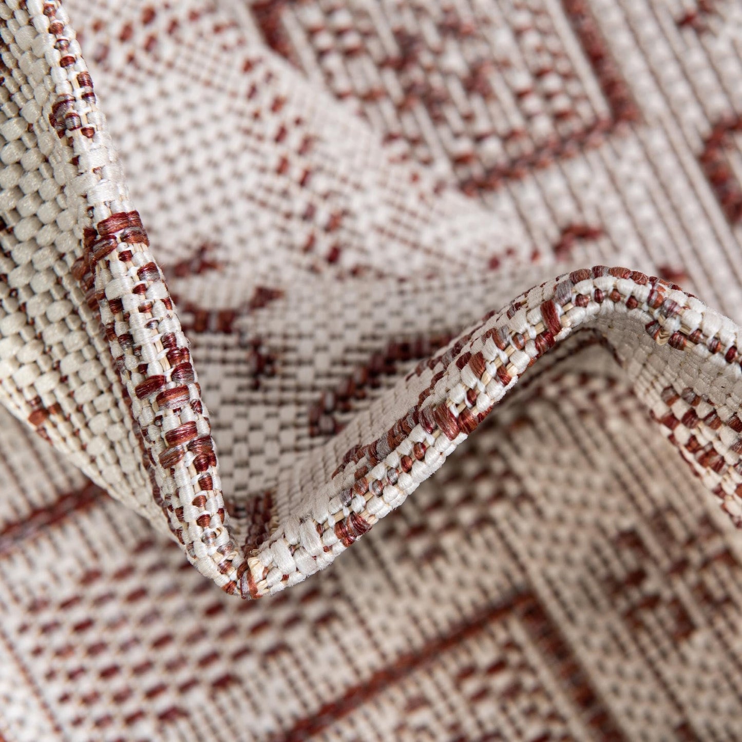 Rugs.com - Outdoor Aztec Rug – 3' 1 x 5' 3 Rust Red Washable Indoor Outdoor Rug – Flatweave Area Rug for Patio, Deck, Porch, and Entryway