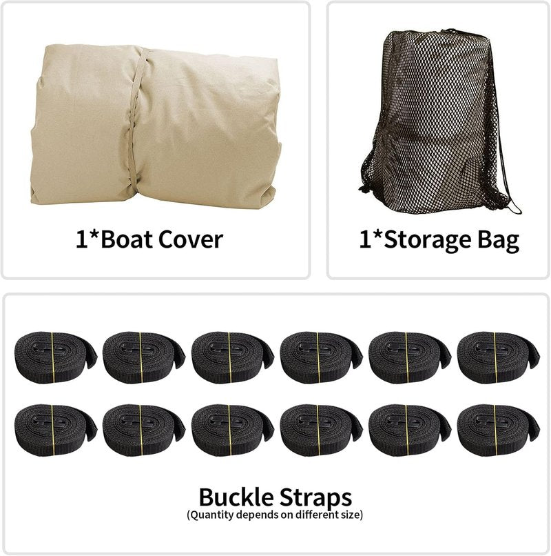 Trailerable Boat Cover - 16'-18.5' Heavy Duty 800D Waterproof | Fits V-Hull, Fishing & Runabout Boats