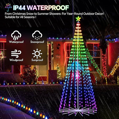 9 FT Smart Christmas Cone Tree Lights, 460 LED Lighted Outdoor Christmas Tree with Remote & App Control Timer, Music Sync, DIY RGB Color Changing for Indoor Outdoor Decorations