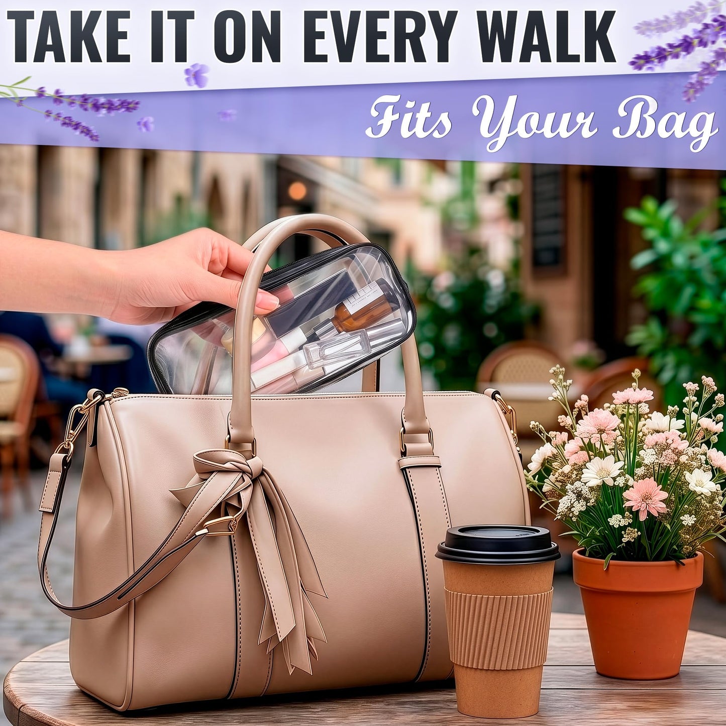 Small Makeup Bag for Purse 7.78" x 3.15" x 1.37" – 2 Pcs Clear Makeup Bags with Zipper – Waterproof Plastic Cosmetic Pouch, Compact Storage for Travel, Daily Organization, and On-the-Go Essentials