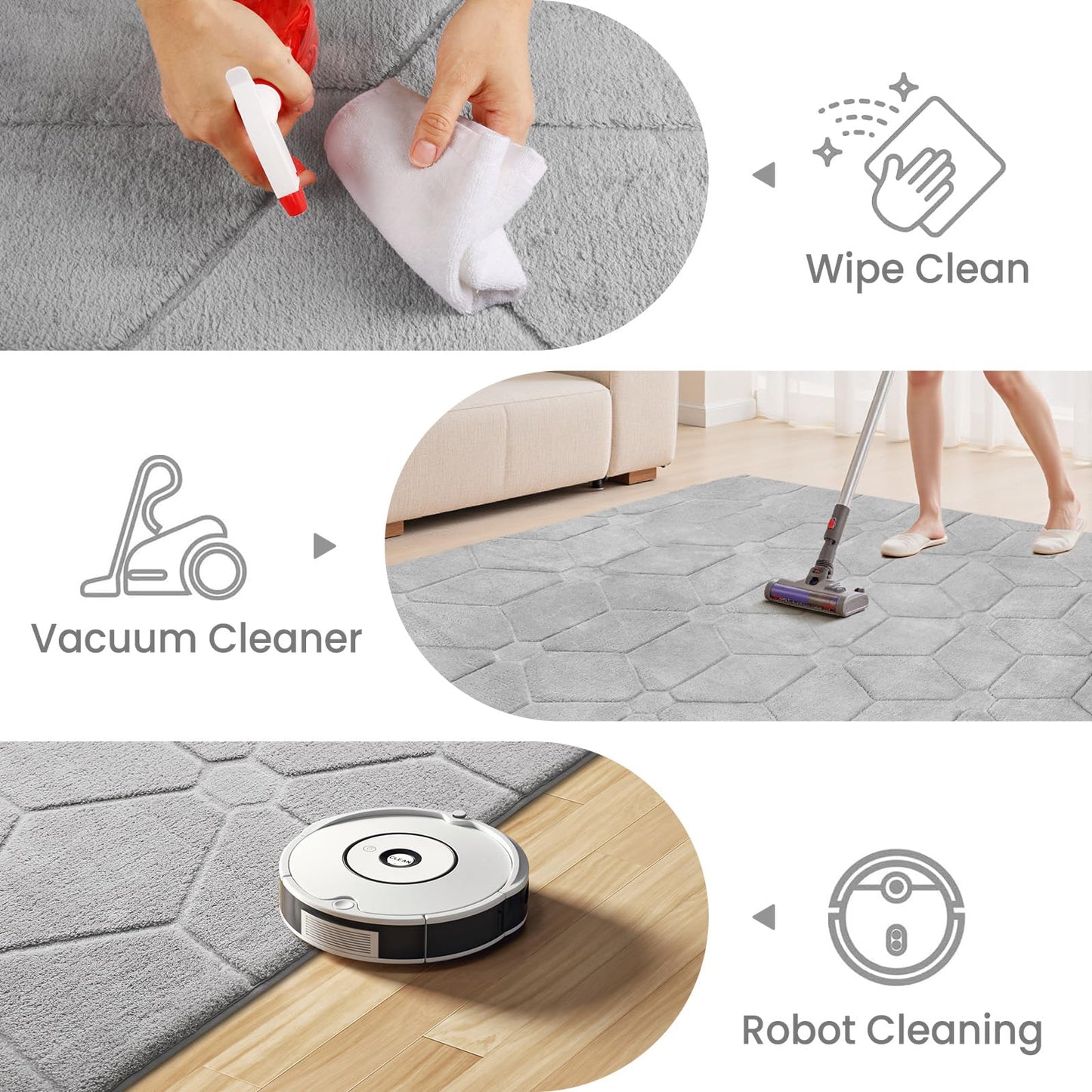 Sour Lemon Area Rugs 9x12 Living Room, Soft Large Area Rug Fluffy Grey Rugs for Bedroom，Machine Washable Area Rug Non Slip Carpet Rug for Living Room Playroom Kids Room Home Decor
