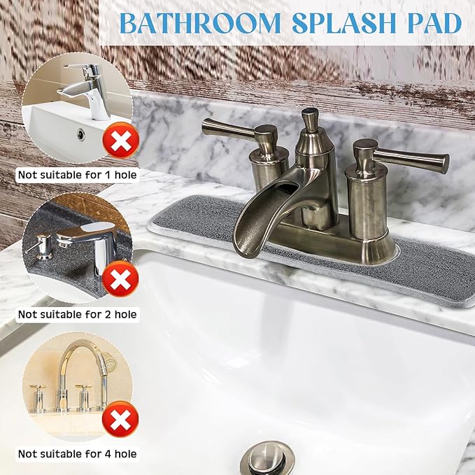 2 Pcs Faucet Mat for Kitchen Sink Splash Guard for Kitchen Sink Faucet Dish