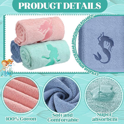 3 Pack Coastal Mermaid Hand Towels