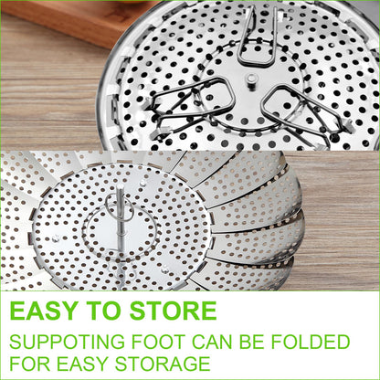 Vegetable Steamer Basket for Cooking, Stainless Steel Veggie Fish Food Steamer Basket, Folding Expandable Steamers to Fit Various Size Pot