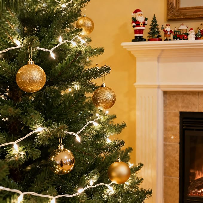 50ct Christmas Balls Ornaments for Xmas Tree, Gold Shatterproof Christmas Tree Decorations Hanging Ball for Holiday Party Decor(1.57"-2.36")