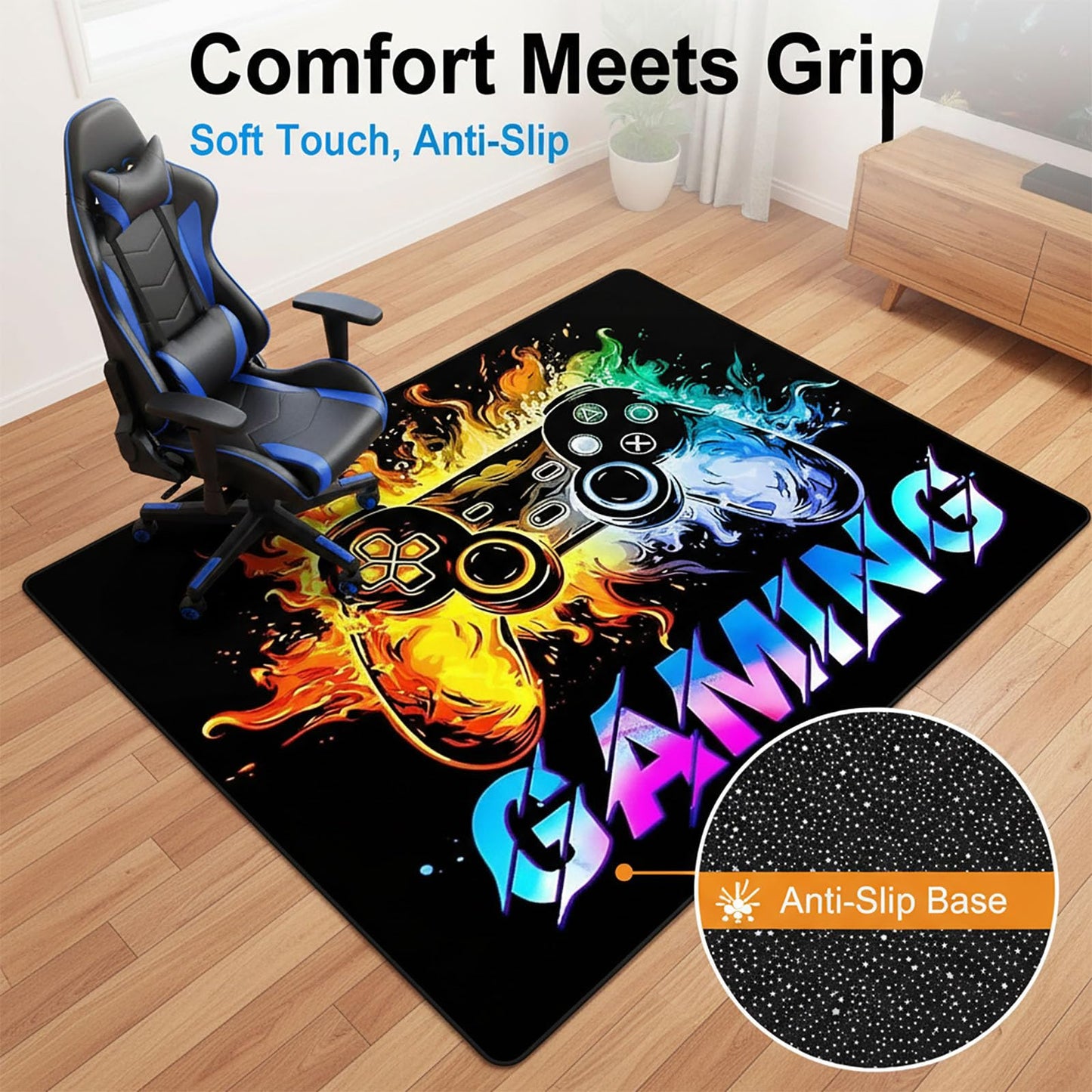 Dowtowter Gamer Rug Non Slip Washable Soft Polyester Carpet Mat for Boys Room Kids Bedroom Game Room Gaming Decor (Black-Letter, 39‘’×59‘’)