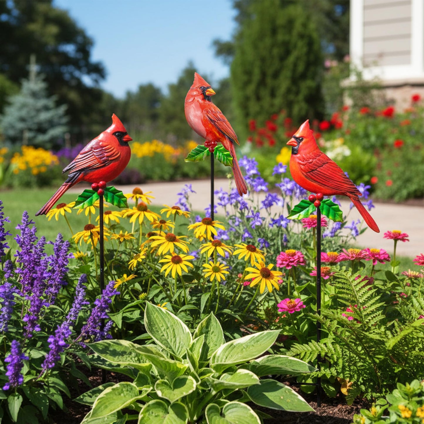 BVLFOOK 3PCS Cardinal Bird Yard Outdoor Decoration Stakes, Grandmas Garden Statue Home Yard Decoration Signs with Stakes, Personalized Unique Funny Gifts, Lawn Ornaments Home Decor