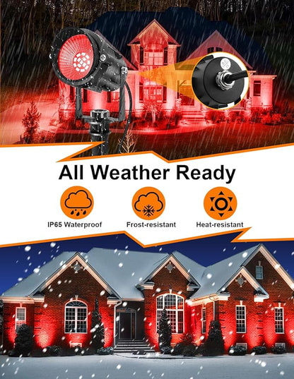 Christmas Red Landscape Lights Outdoor, 14 LED Landscape Lighting with US Plug, IP65 Waterproof Spotlights for Tree Yard Garden Pathway Halloween Decor 2 Pack