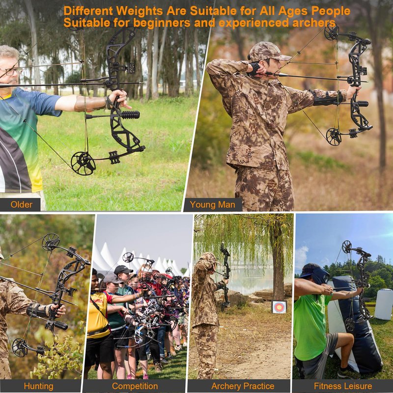 TOPARCHERY Compound Bow and Arrow for Adult Youth and Beginner- Right Hand Archery Compound Bows,Adjustable 30-70LB Draw Weight, 23.5-30.5IN Draw Length, Archery Hunting Bow Set
