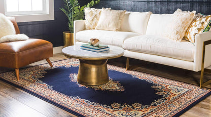 Unique Loom Reza Collection Traditional Persian Style Area Rug, 4 x 6 ft, Navy Blue/Ivory
