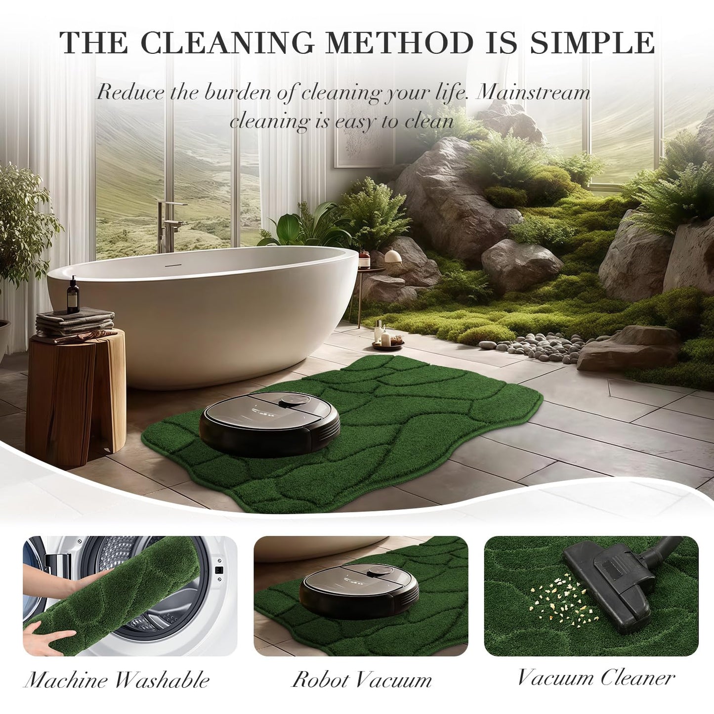 BSICPRO Large Bathroom Rugs, 24X36 Inches Bath Mats Non Slip, Soft Absorbent Microfiber Bath Rugs, Quick Dry Bathroom for Shower Floor, Machine Washable (Forest Green)