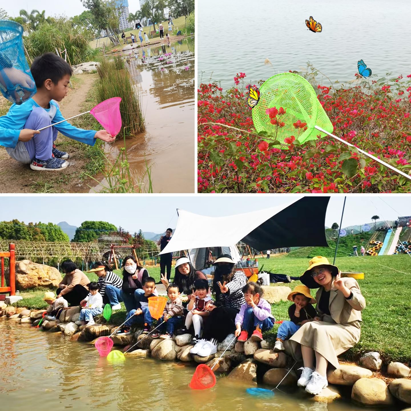 6 Pack Telescopic Butterfly Nets, Insect Catching Nets, Fishing Net, Nature Exploration Toys for Kids Outdoor Playing