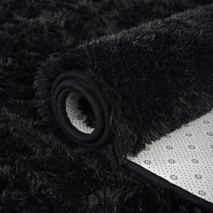 ISEAU Oval Fluffy Rug Carpets, Modern Plush Shaggy Area Rugs for Kids Bedroom Extra Comfy Cute Nursery Mat Bedside Rug for Boys Girls Room Home Decor Mats, 2.6 x 5.3ft, Black