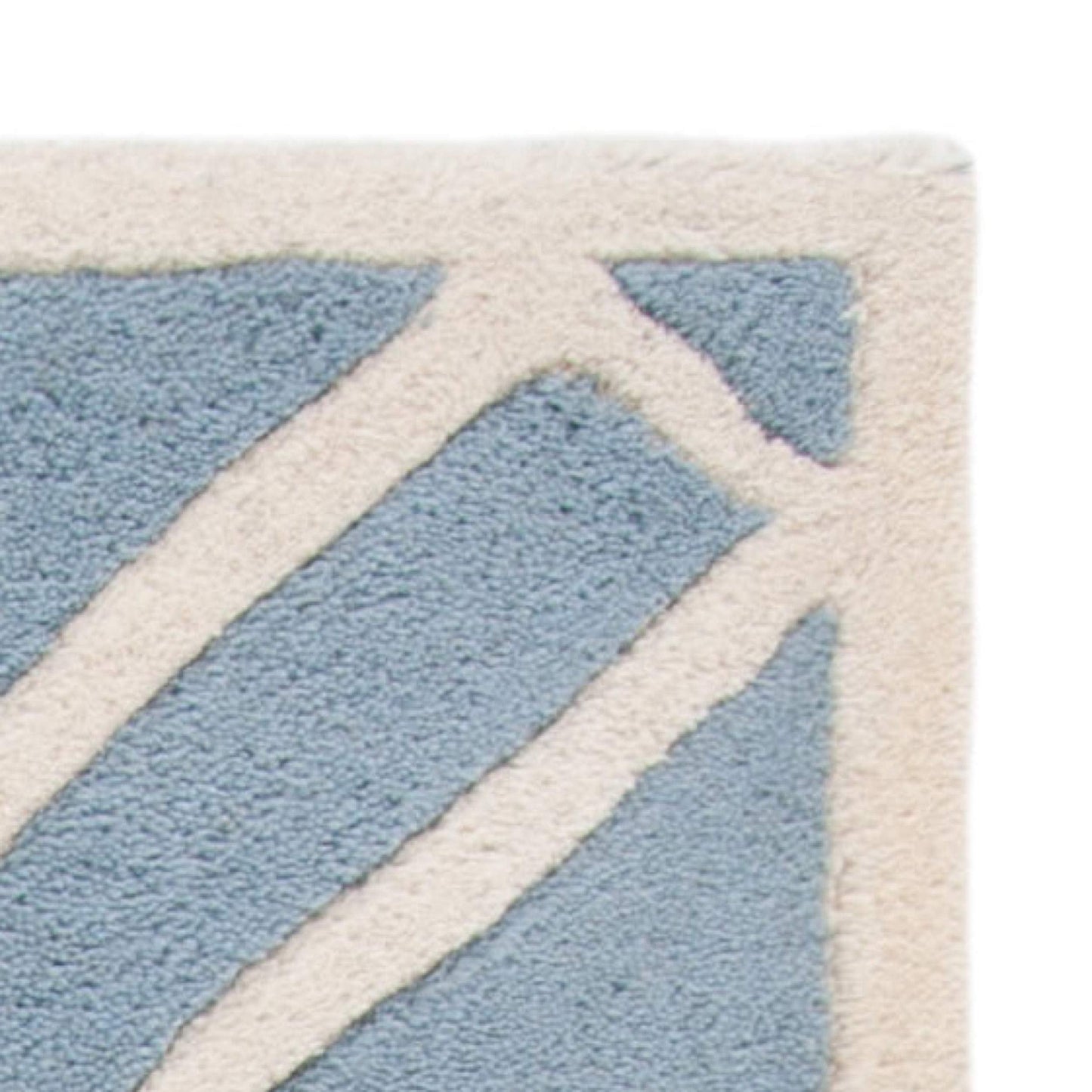 SAFAVIEH Chatham Collection Area Rug - 7' Square, Blue & Ivory, Handmade Diamond Lattice Wool, Ideal for High Traffic Areas in Living Room, Bedroom (CHT740B)