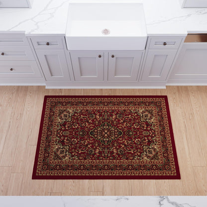 Ottomanson 3'3" x 4'7" Rugs for Living Room Oriental Area Rug for Bedroom - Non Slip Durable Large Floor Carpet for High Traffic Areas - Indoor Rug for Dining Room Kitchen Kids Playroom, Red