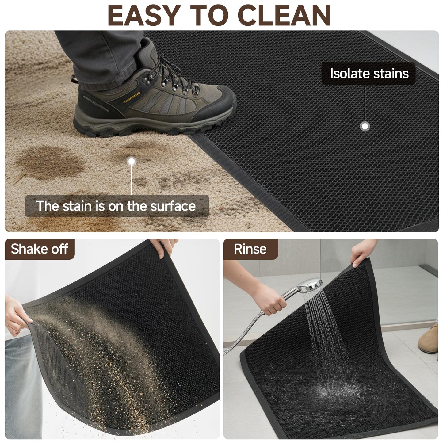 TANYOYO 3'x4' Commercial Floor Rubber Entrance Mat, Mesh Heavy Duty Door Carpet, Non-Slip Dirt Trapper Mat for Mudroom, Garage, Barbershop & High Traffic Areas, Black