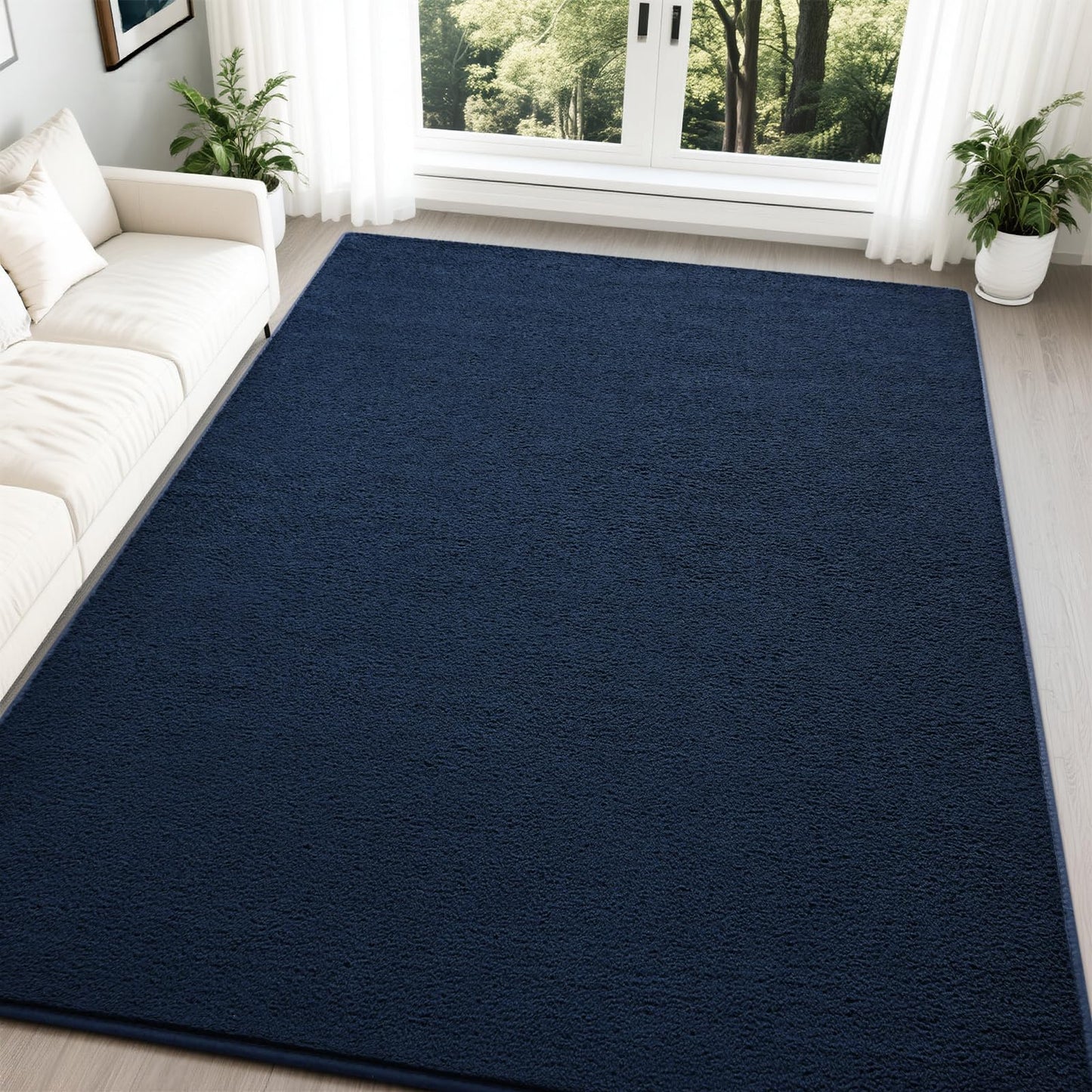 Nuttumico Soft Rug for Living Room, 5x7 Feet Navy Blue Area Rug, Modern Carpets Fuzzy Rug for Kids Boys Girls Dorm Nursery Home Decor, Anti-Skid and Non-Shedding