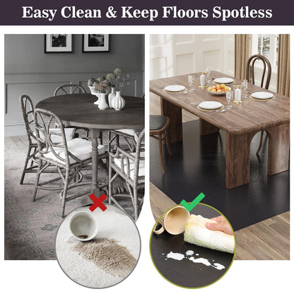 BelleCosy 5'×7' Black Floor Mat for Under Dining Room Table, No Scratch Durable Plastic Area Rug for Kitchen, Waterproof Easy Flat Floor Protector for High Traffic Area