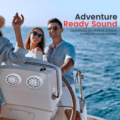 Pyle 6x9 Inch Dual Marine Speakers - 2 Way Waterproof and Weather Resistant Outdoor Audio Stereo Sound System with 260 Watt Power, Poly Carbon Cone and Cloth Surround - 1 Pair - PLMR692