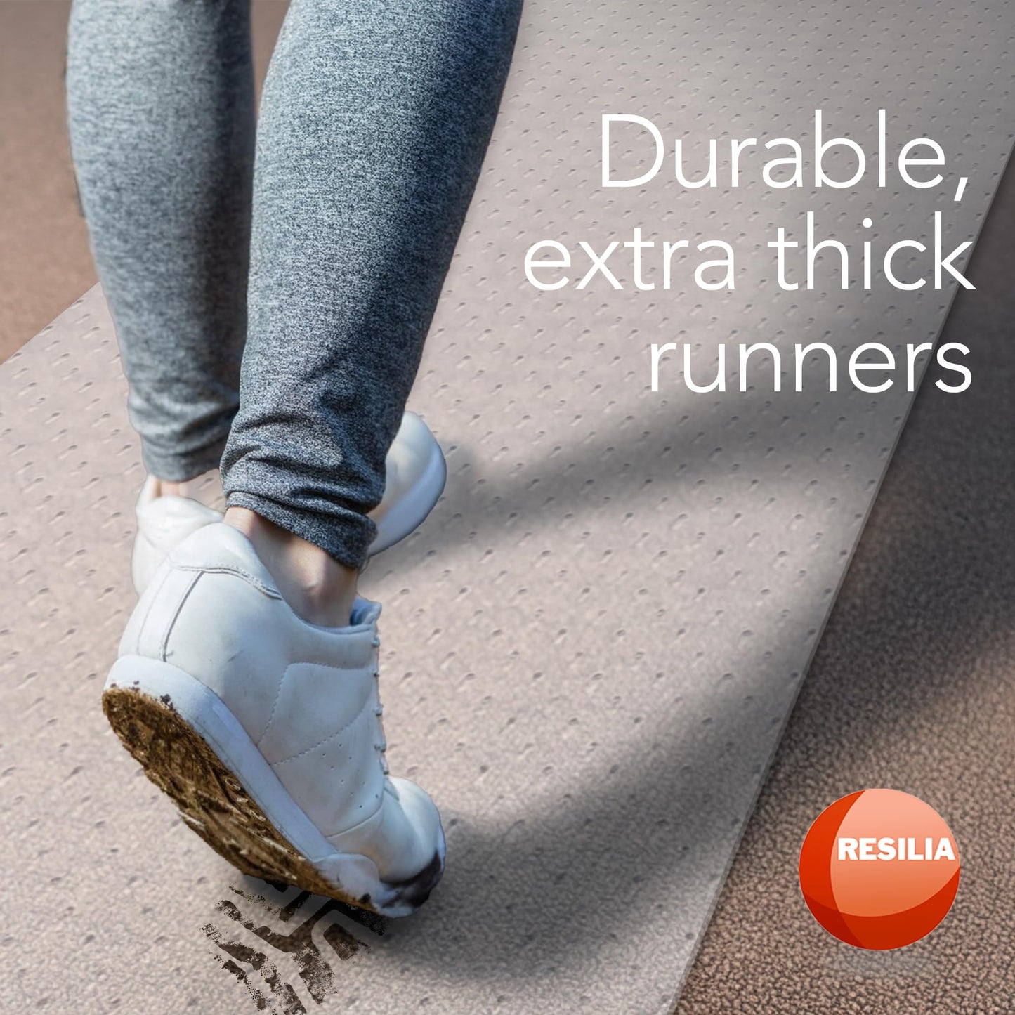 RESILIA Deluxe Clear Vinyl Floor Runner for Deep Pile Carpet - Non Slip & Stain Resistant Textured Mats - Waterproof Plastic Protector for Carpets, 27 Inches Wide x 6 Feet Long, Made in The USA