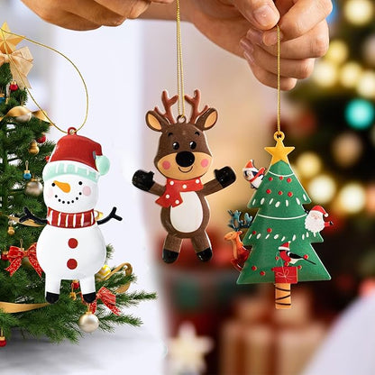 Christmas Tree Ornaments Set of 12 Metal Long-Lasting Festive Holiday Ornament for Seasonal Display-Christmas Party Decorations for Mantel,Shelves, Home Accents