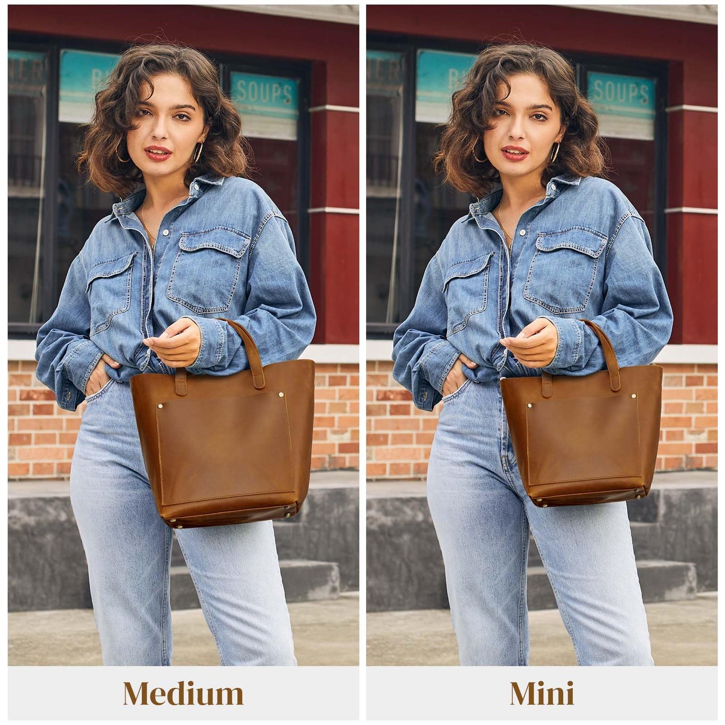 S-ZONE Leather Mini Crossbody Tote Bag Satchel Top-Handle Handbags Shoulder Purses with Inner Pouch