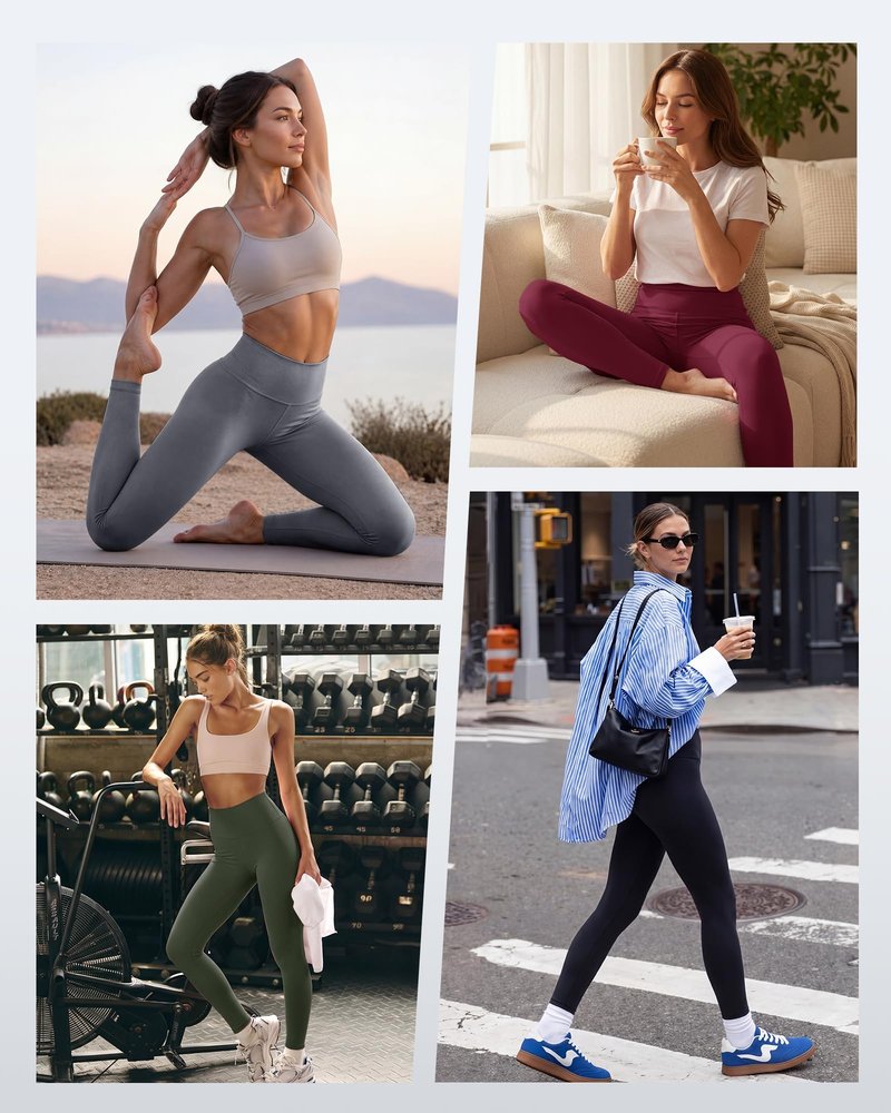 4 Pack Leggings for Women - High Waisted Tummy Control Soft No See-Through Black Yoga Pants for Athletic Workout