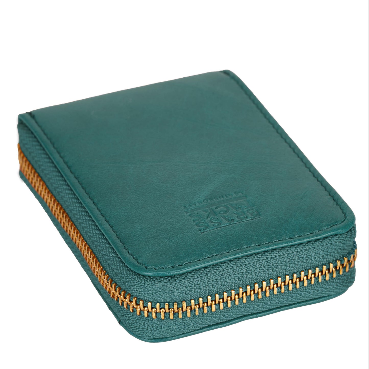 BRASS TACKS Leathercraft Vintage Full Top Grain Leather Wallet RFID Blocking Multi Card Case with Zipper Pocket Card Holder for Men Women Gift Box