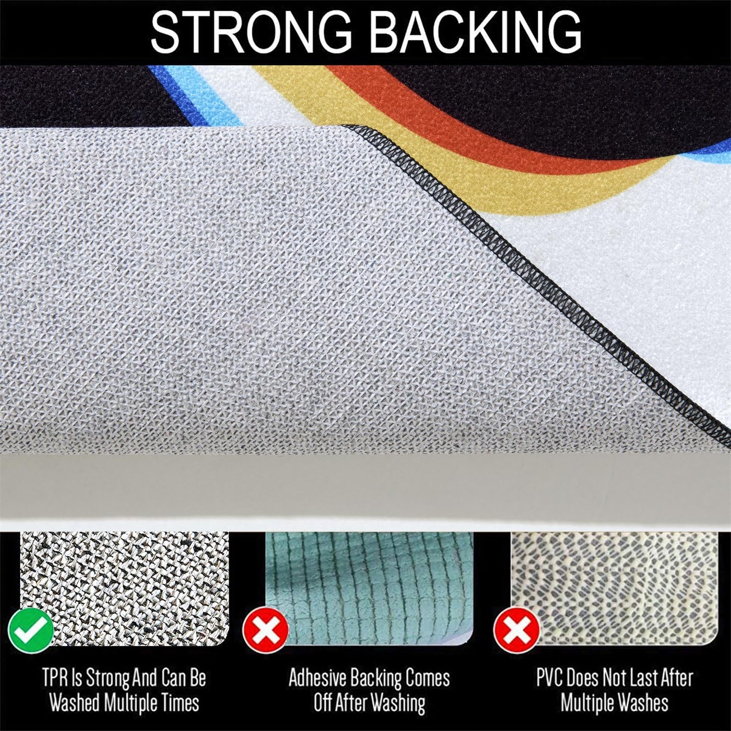 Aldopein Trippy Abstract 3x5 Area Rug Non Slip Ultra Thin Flatweave Funky Aesthetic Wavy Stripes Swirl Throw Rug Colorful Black White, Retro Cool Cute Washable Carpet for Kitchen Entryway Bedroom