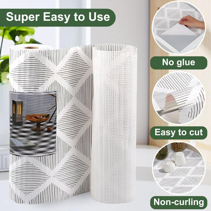 Shelf and Drawer Liners for Kitchen Cabinets Non-Adhesive Cabinet Liner Non-Slip 12" x20FT, Waterproof Shelf Paper Thickened Mats, Protection for Shelves, Cupboard, Dresser, Pantry, Bathroom Drawers