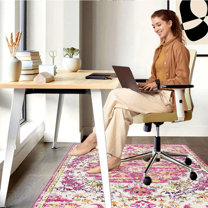 Office Chair Mat for Hardwood Floor, 36"x48" Anti-Slip Desk Chair Mat for Hard Floors, Under Desk Computer Rug for Rolling Chair, Easy Glide Floor Protector Mat for Home Office(Pink)