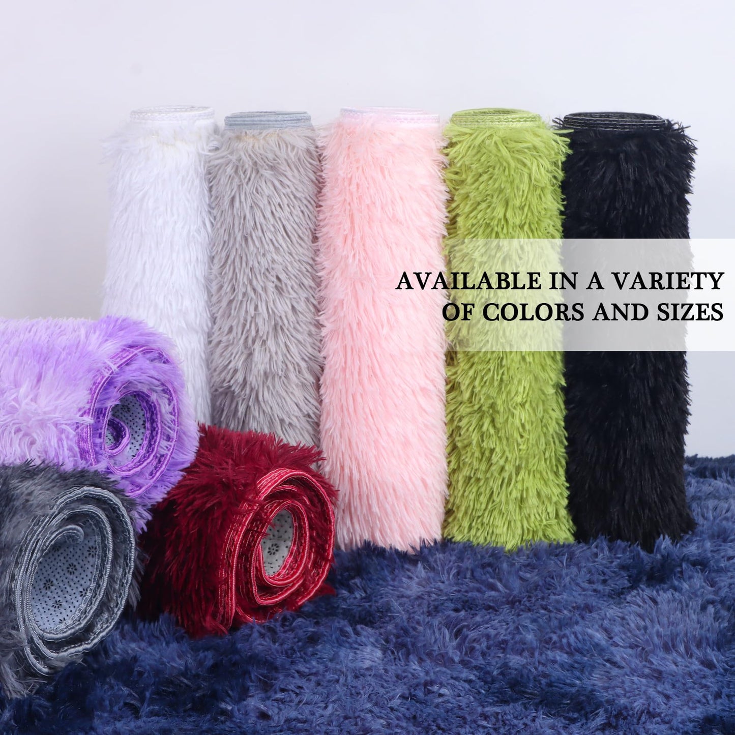 duduta Navy Blue Fluffy Plush Runner Rugs 2x6 ft Tie Dye Rectangle Shag Rug for Bedroom Dorm Living Room Kids Room, Machine Washable Anti-Slip