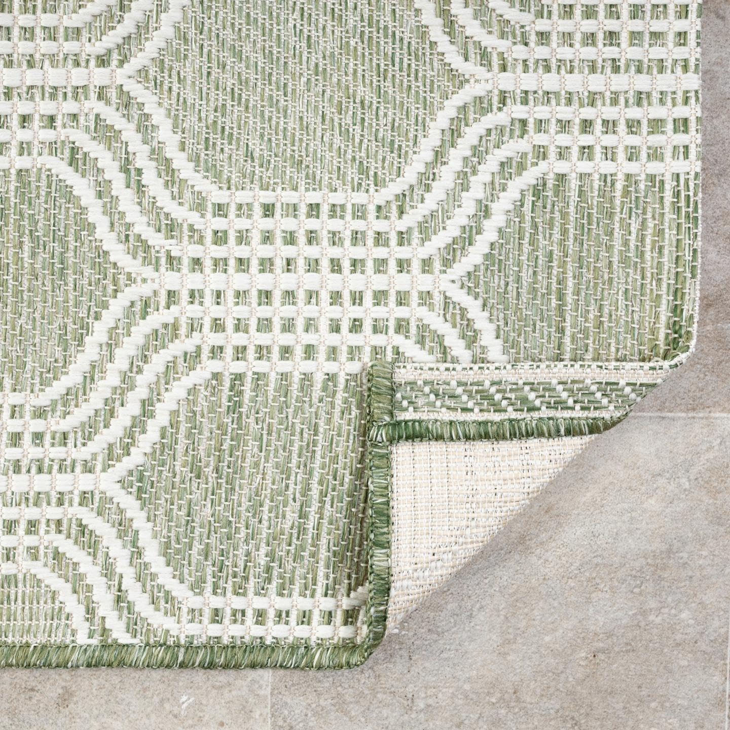 LUXE WEAVERS Moroccan Geometric Trellis Green 5x7 Area Rug, Outdoor Low Pile Carpet