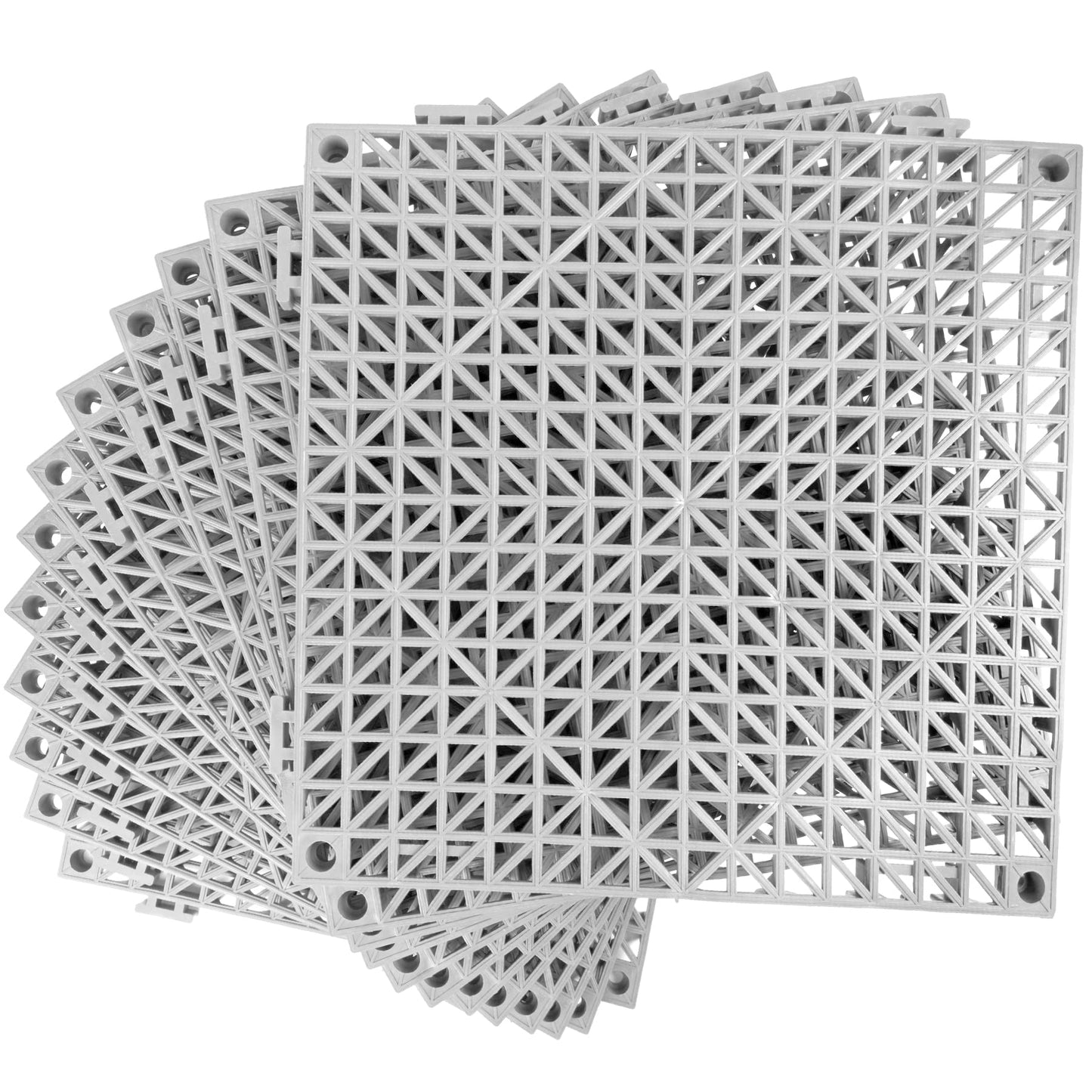 MYFAMIREA Modular Interlocking Cushion 12 Pack 11.8" x 11.8" Rubber Floor Tiles Non-Slip Splicing Drainage Mats for Deck, Pool, Outdoor Shower, Patio, Balcony, Indoor Bathroom, Kitchen, Yard (Gary)