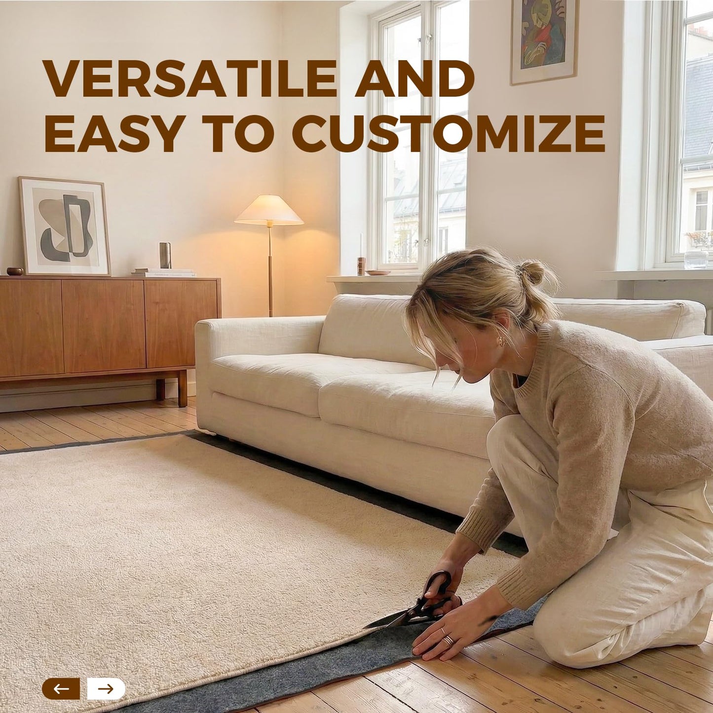 Rug Pad 4 x 6 Ft Non-Slip, Felt and Natural Rubber Backing, 1/4" Thick, Cushioned Gripper Pads, Keep Rugs in Place, Carpet Runners, Protective Padding Under Area Rugs, Hardwood Floors Protection