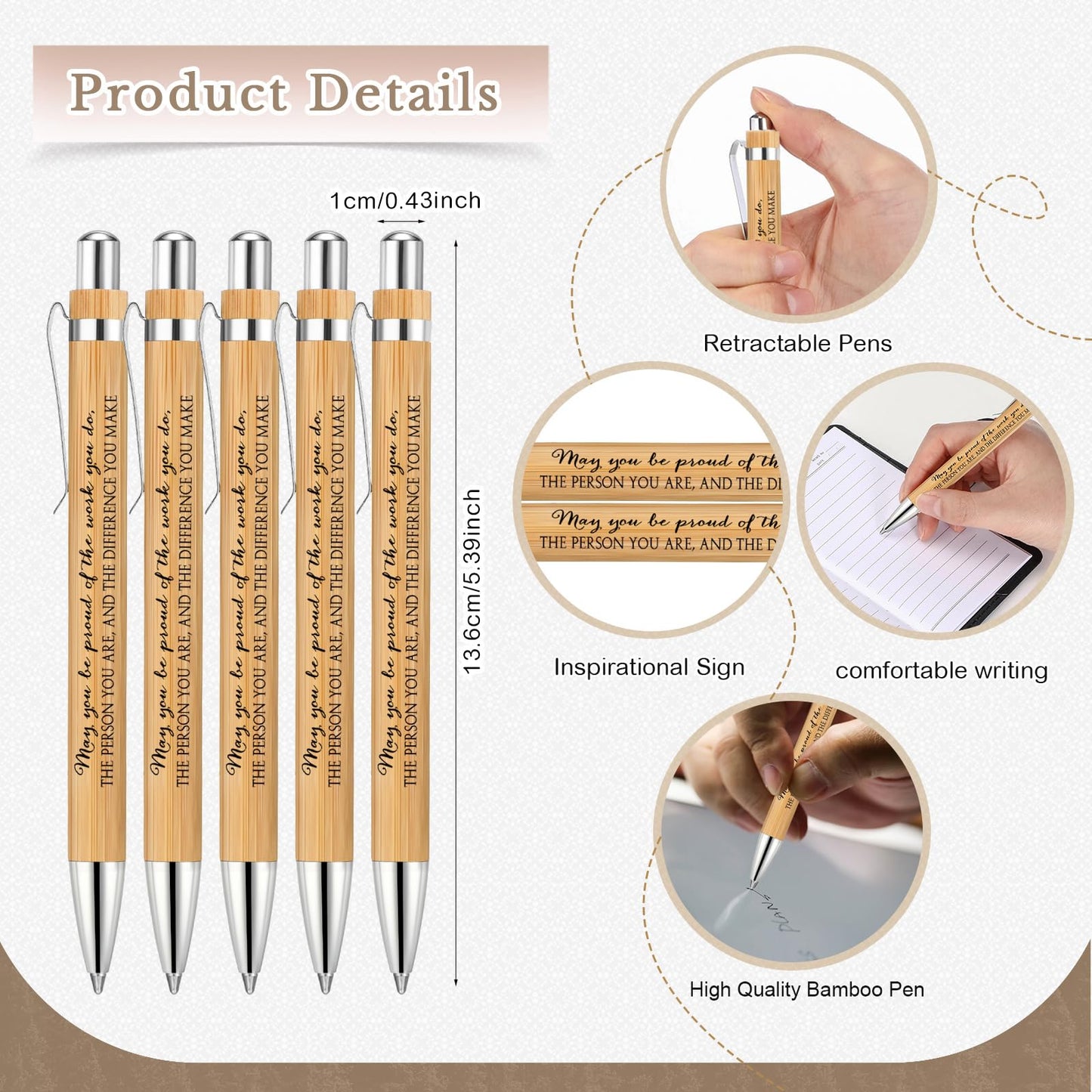 Marspark 10 Set Difference Maker Employee Appreciation Gifts Inspirational A5 Leather Notebooks with Pens Thank You Gifts Motivational for Men Women Volunteers Teachers