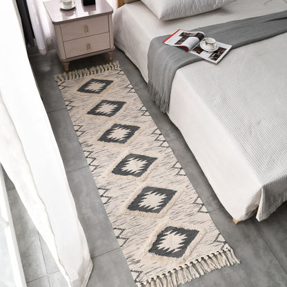 Boho Runner Rug 2'x6', Washable Hallway Rug Runner Non Slip Rubber Backed, Kitchen Farmhouse Area Rug Floor Mat with Tassels, Tufted Woven Cotton Entryway Carpet, Grey