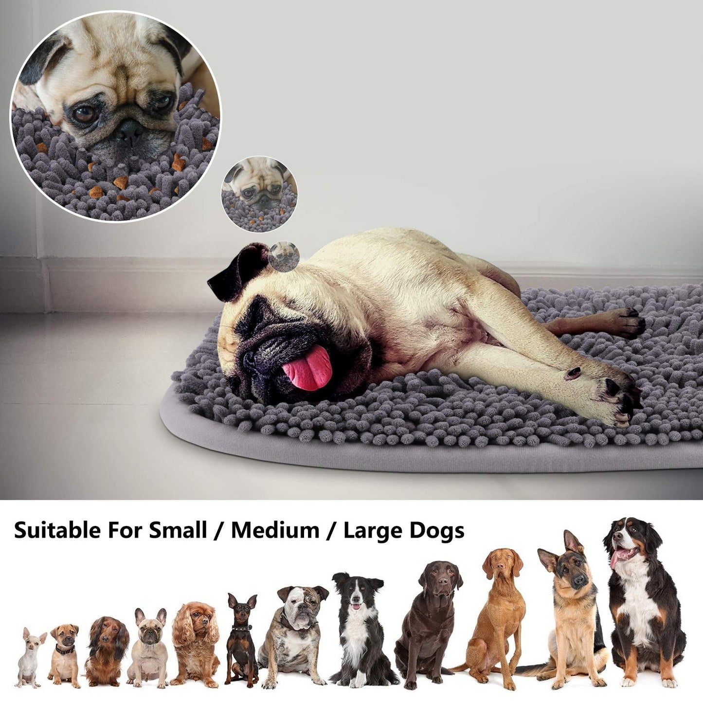 Rundik Snuffle Mat for Dogs, 17'' x 21'' Dog Sniffing Interactive Feeding Game Boredom, Puzzle Toys Encourages Natural Foraging Skills and Stress Relief Small/Medium/Large Dogs