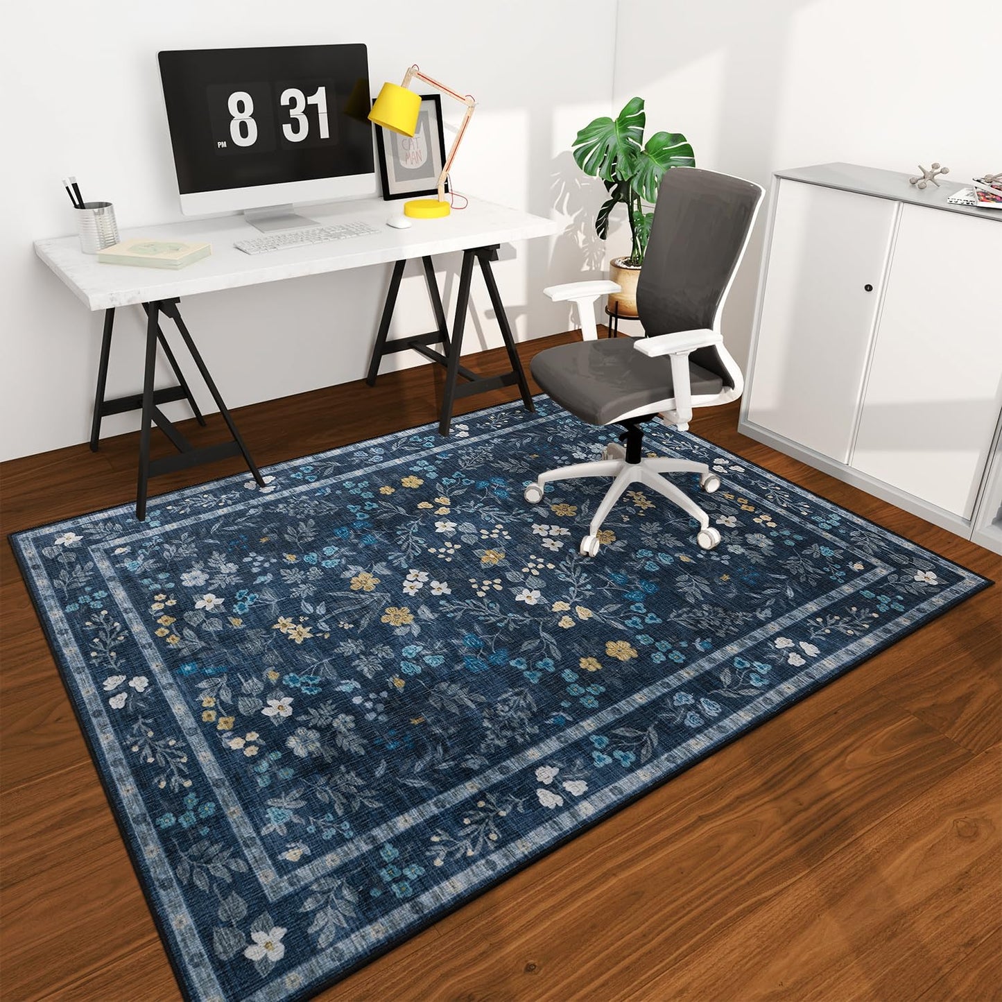 chakme Office Chair Mat for Hardwood Floor, 72"x48" Easy Glide Computer Desk Mat Protector for Rolling Chair Under Desk Rug Nonslip Backing, Machine Wash, (Floral)