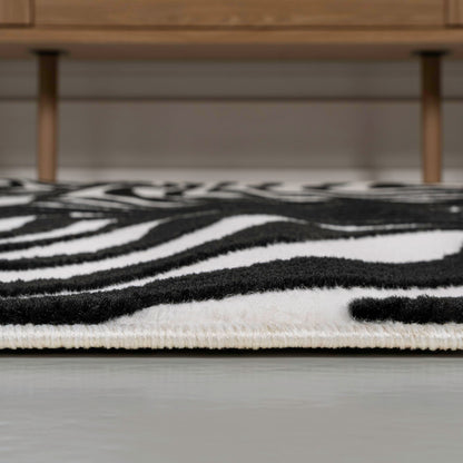 JONATHAN Y Maribo High-Low Abstract Striped Black/White 8x10 Area Rug Indoor, Non-Shedding, Stain Resistant for Bedroom, Living Room, Kitchen (SCN103F-8)