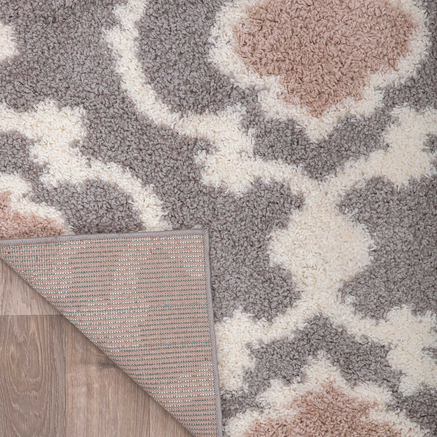 Rugshop Cozy Moroccan Trellis Gray/Cream 2' x 7'2" Indoor Shag Area Rug Runner