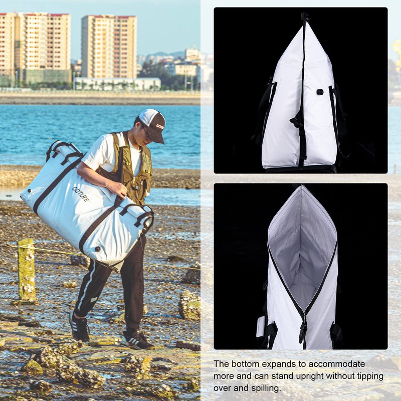 Goture Insulated Fish Cooler Bag, Monster Leakproof Fish Kill Bag, Portable Large Fishing Cooler Bag for Outdoor Tarvel with Drain Plug, Keep Ice Cold All Day Long （27.4x11.8x15.7in）
