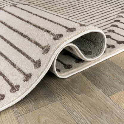 Rugshop Beige and Brown Geometric Area Rug – Soft Abstract Line Pattern Carpet for Living Room, Bedroom, or Office – Contemporary Neutral Decor Accent 4' x 6' Beige