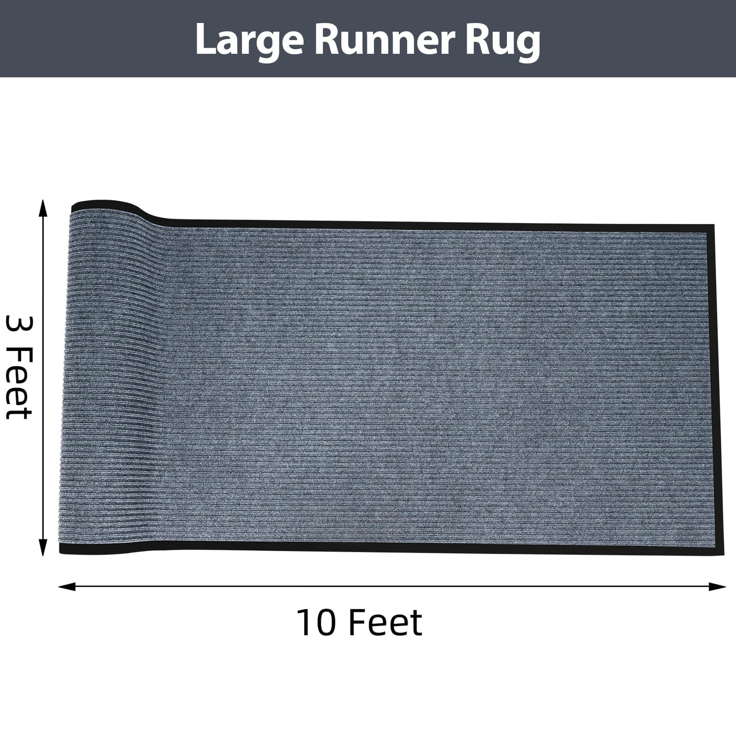 MYOYAY Carpet Runner, 3ft x 10ft Hallway Runner with PVC Non-Slip Backing Indoor Outdoor Floor Mat Area Rugs for Kitchen Balconies Living Room Dining Room Decks Patio (Gray)
