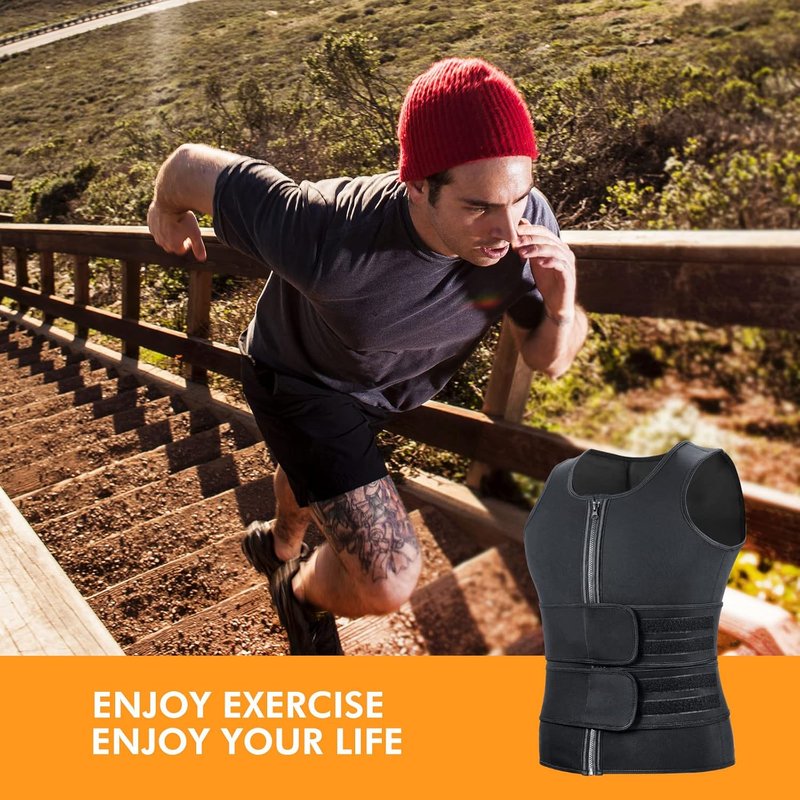 Sauna Vest Waist Trainer for Men - Double Sweat Belt Body Shaper for Effective Gym Workouts