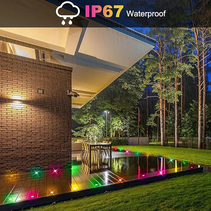 FVTLED Recessed LED Deck Lights Kit, Φ1.77 Low Voltage WiFi Pixel RGBW+IC Deck Lighting Work with Alexa/Google Home, IP67 Waterproof Outdoor Step Lights DC12V for Garden,Steps,Stair(20 Pack, Black)