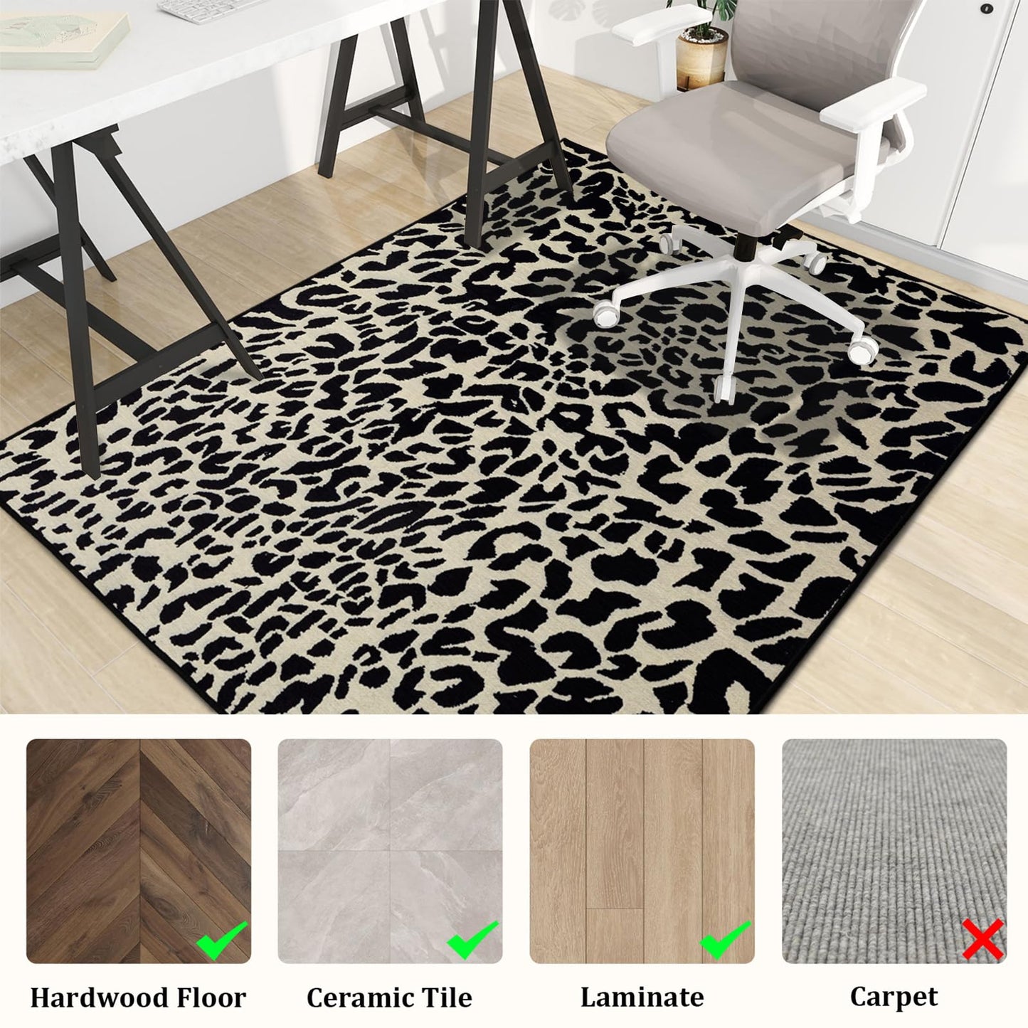 Office Chair Mat for Hardwood Floor, 60"x45" Easy Glide Computer Desk Mat Protector for Rolling Chair Under Desk Rug Nonslip Backing, Machine Wash, (Modern)