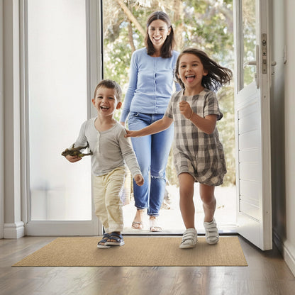 StepAura Indoor Ultra Thin Door Mat 17"x29", Low Profile Non Slip Rubber Backing Front Door Mat Indoor Entrance, Beige